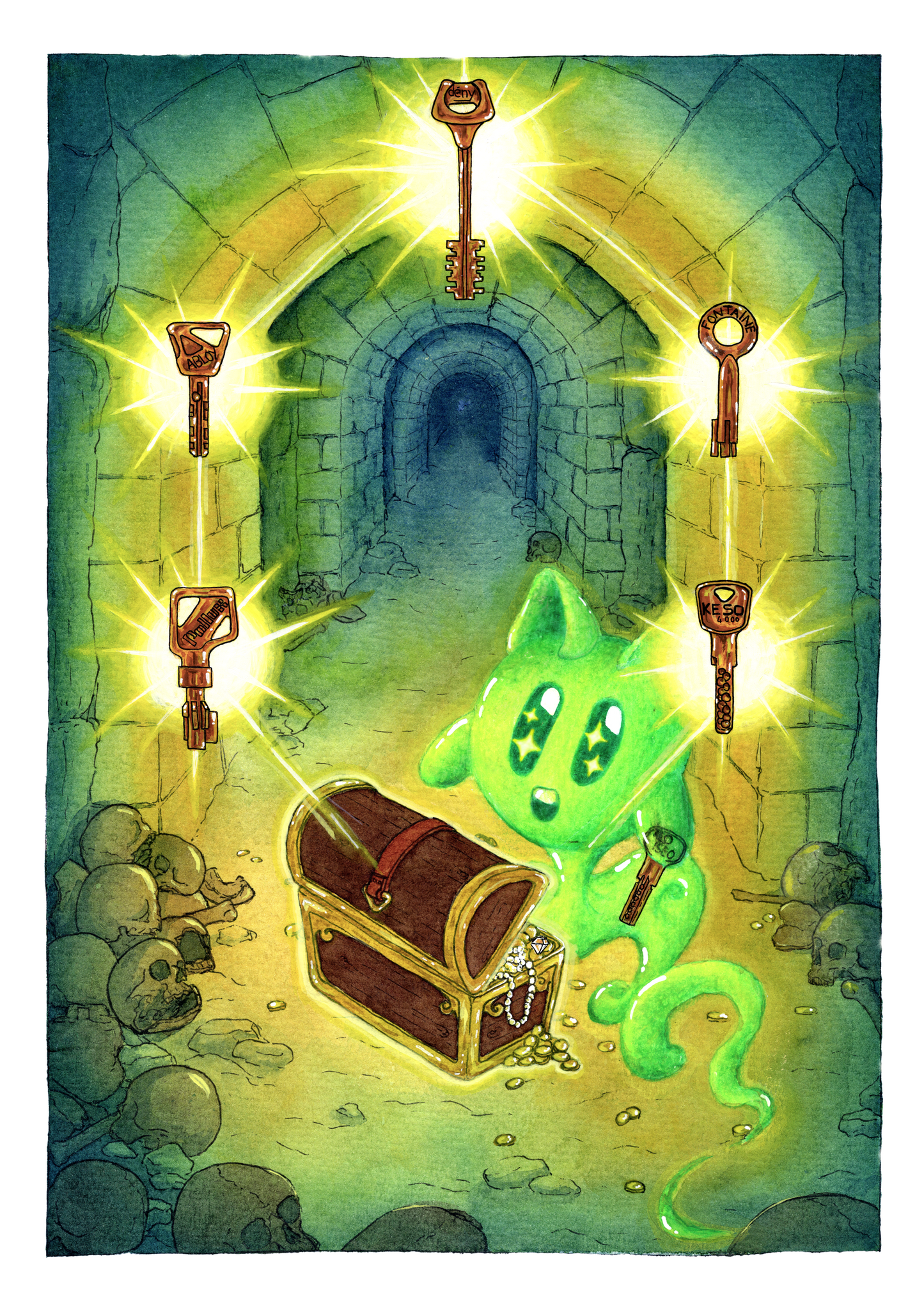 The Six of Keys - Print