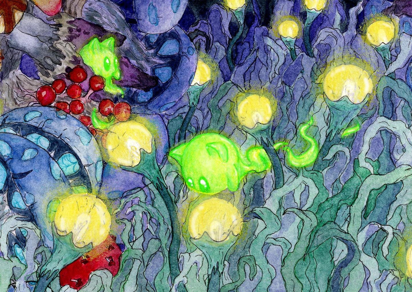 Mystic Lights of the Mushroom Glade - Print